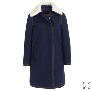 J. CREW collection shearling collar pea swing coat
